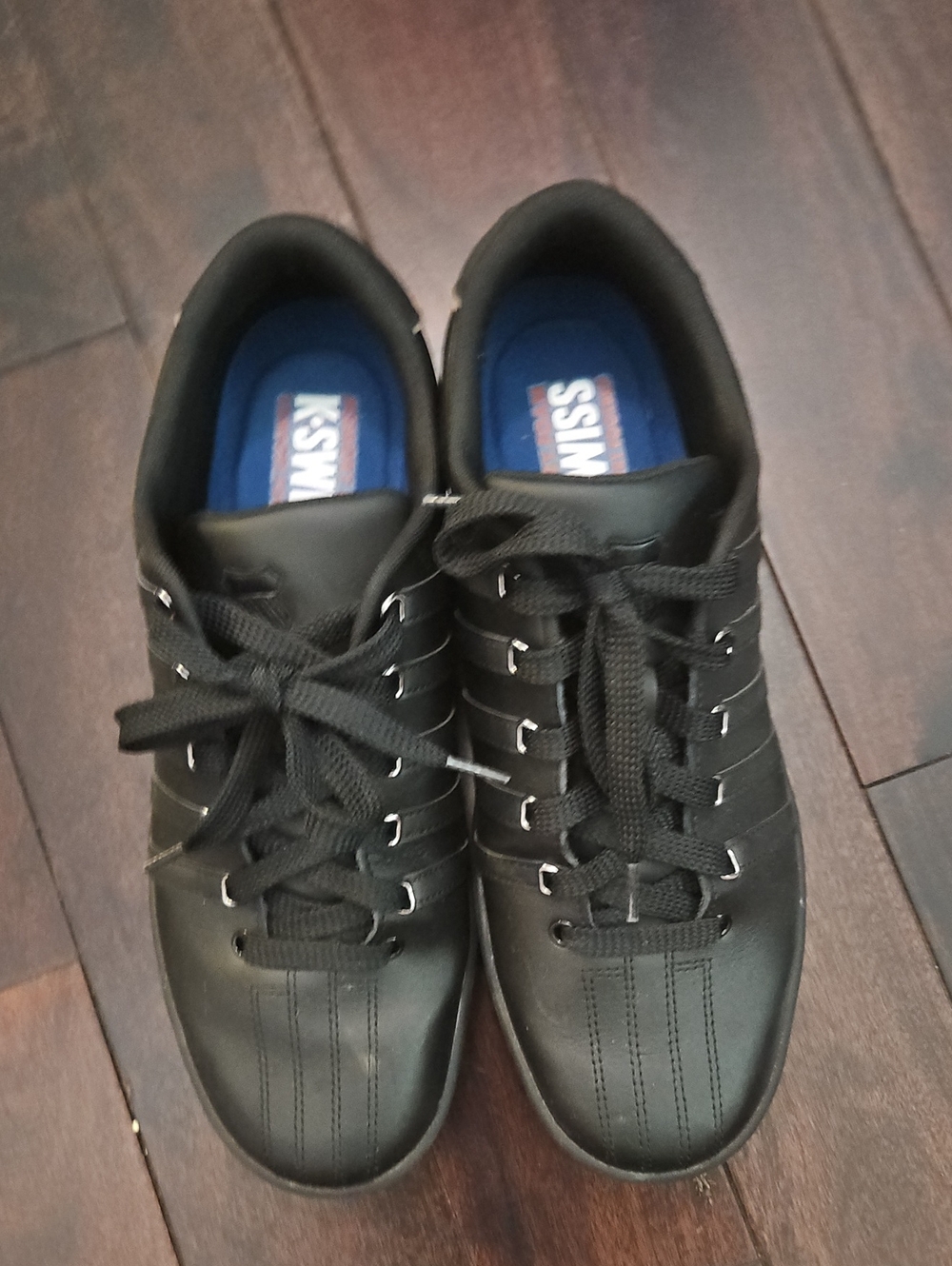 K-Swiss Men's Black Lace-Up Sneakers with Blue Insole